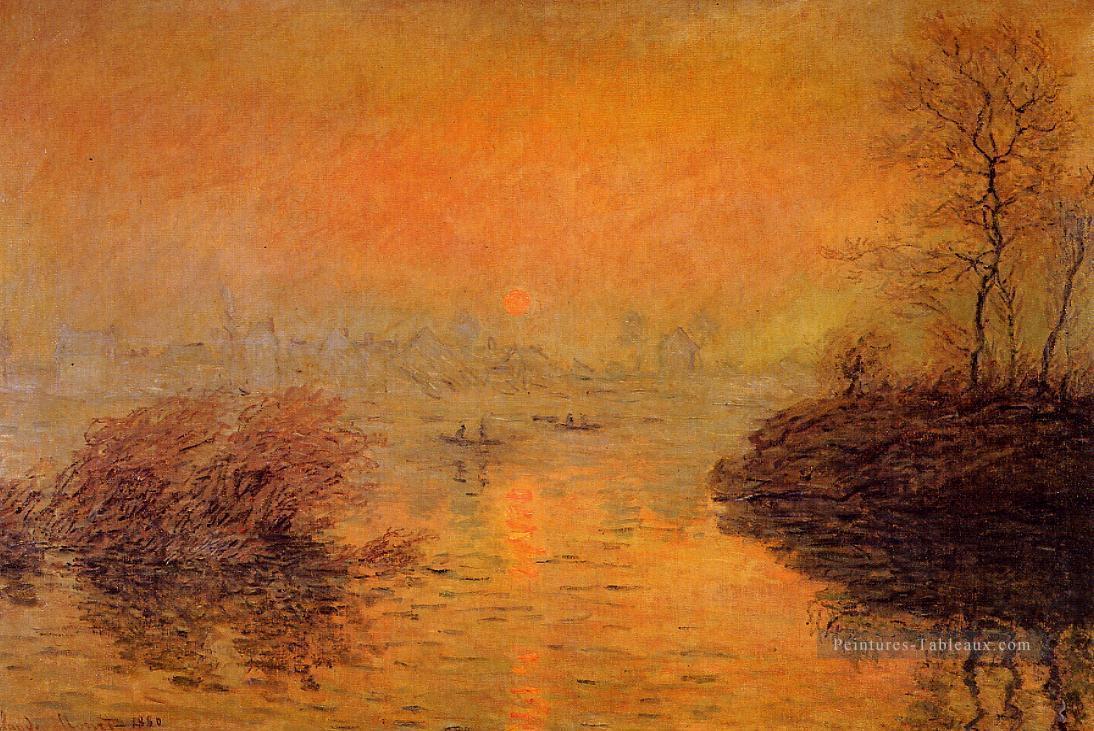Coucher de soleil sur la Seine à Lavacourt Effet d’hiver Claude Monet Peintures à l'huile
